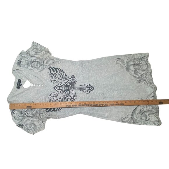 Laculture Angel Wing Cross Y2K Goth Grunge Short Sleeve VNeck Bodycon Mini Dress - Picture 5 of 8